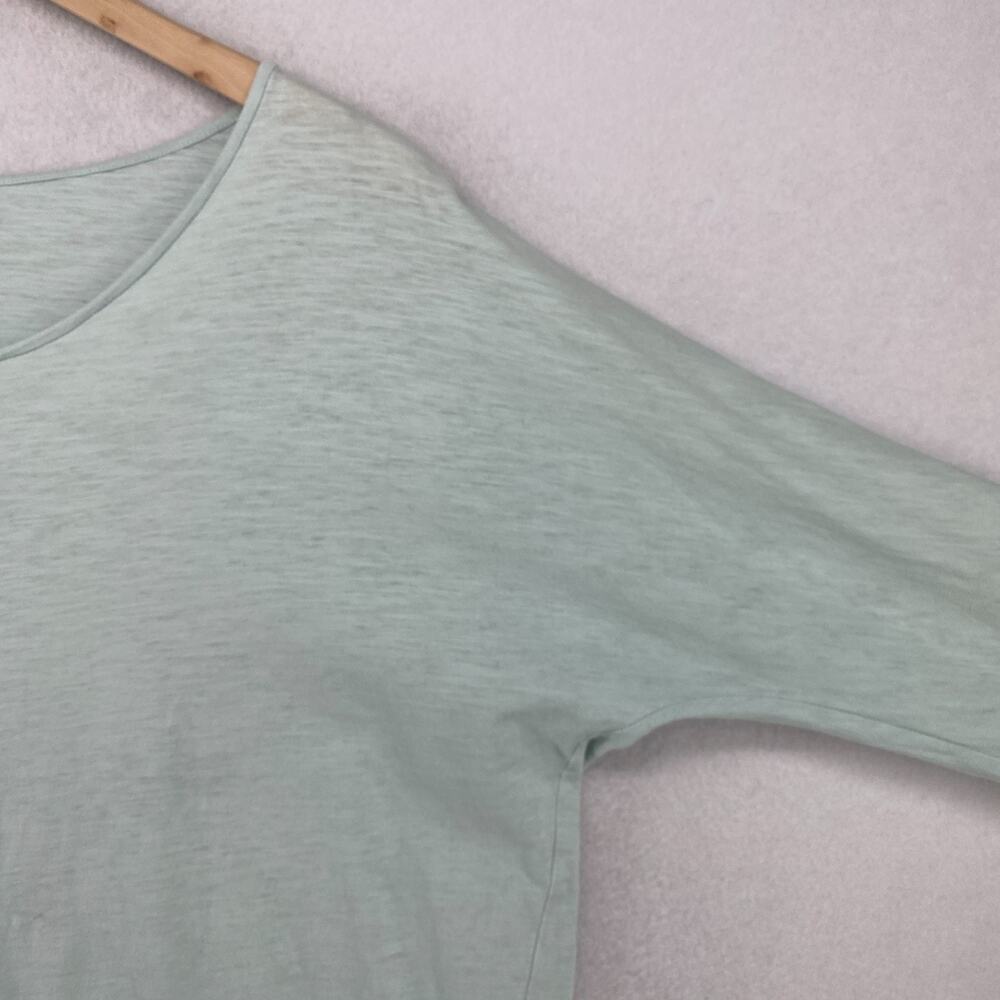 EILEEN FISHER Top M Slub Organic Cotton Jersey Scoop Neck Dolman Sleeve Green - Picture 5 of 11